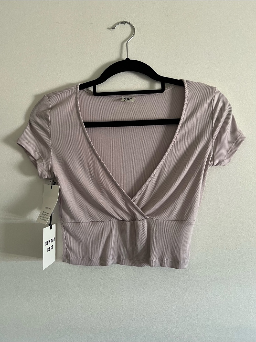 28) Sunday Best Dusty Lavender Crop Top Size Small